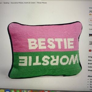 Jonathan Adler pillow bestie worstie
